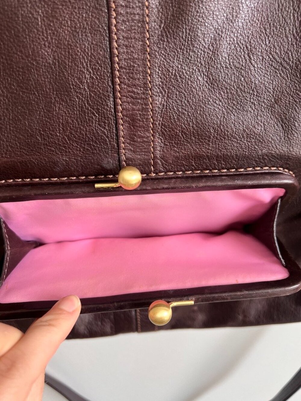 Coach Brown Leather Convertible Shoulder Bag Tote | Pink Lining | Brass Hardware - Picture 9 of 16